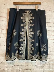 Carole Little Skirt Womens 16W Black & Gold Embroidered & Beaded Flare Plus - Picture 1 of 14