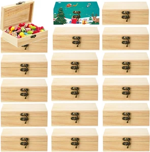 Unfinished Wooden Box with Hinged Lid Wood Small Craft Unpainted Box Jewelry Kee - Picture 1 of 7