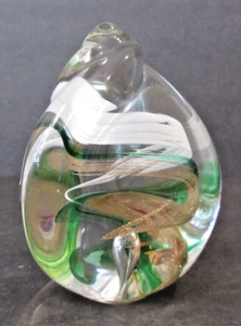 VINTAGE Adam Jablonski Clear Glass Swirl Tear Drop Magnum Paperweight Signed AJ - Picture 1 of 9