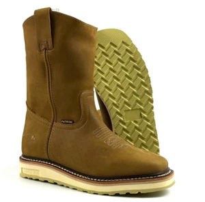 MENS SQUARED SOFT TOE WORK BOOTS FULL GRAIN LEATHER WESTERN BOTAS DE TRABAJO 780 - Picture 1 of 8