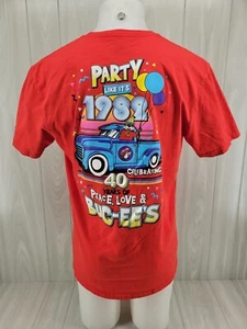 Buc-ee's 40th Anniversary "Party Like It's 1982" Red T-Shirt Size L Large - Picture 1 of 11