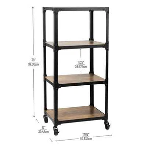 Tall Portable Cart Shelves For Small Spaces Narrow Mobile 4 Tier Shelf Rolling - Picture 1 of 7