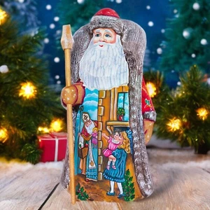 Wooden hand carved Santa Claus Figurine 9", home Christmas decor Saint Nicholas - Picture 1 of 16