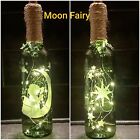  MOON FAIRY HAND ETCHED GREEN LIGHT UP BOTTLE, BATTERY FREE UK POSTAGE