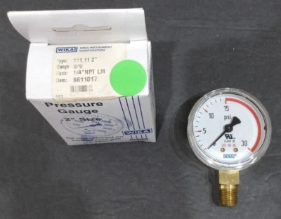 New WIKA Instrument 30 PSI Pressure Gauge 2" Dial Type 111.11 Item #8611017 - Image 1 of 4