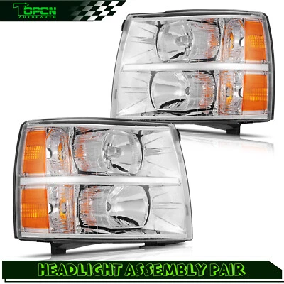 Par de faros para Chevy Silverado 1500 2500HD 3500HD 2007-2013 Foto 1 de 4