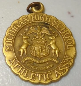 1964 MICHIGAN HIGH SCHOOL ATHLETIC ASSN WINNING TEAM VINTAGE BRASS GOLF METAL - Picture 1 of 4