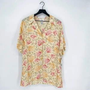 NWT Vintage Jones NY Size 12 Pastel Cottagecore Floral Button Down Top - Picture 1 of 7