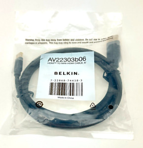 Belkin 6 ft HDMI to Mini-HDMI Cable AV22303b06 Sealed New