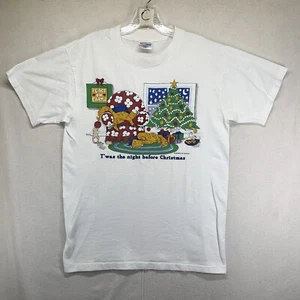 Camiseta vintage de una sola puntada para hombre mediana linda noche antes de Navidad gatos ratones - Imagen 1 de 24