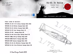 Ki-21 Ib Sally Maschera baldacchino per 1/72 ICM - Design morto VM72167 FANTASTICO NUOVO - Foto 1 di 7