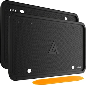 Silicone License Plate Frames Black, 2 Pack Car License Plate Frame, Universal U - Picture 1 of 6