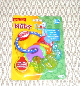 Nuby Baby Teether Key Ring Rattle Toy Multiple Teething 3 months+ NIP - Picture 1 of 5