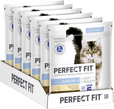 6x750g Perfect Fit Katzenfutter Trockenfutter Junior <1 mit Huhn - Bild 1 von 4
