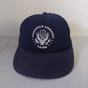 Gorra/Gorra Camionero Azul Vintage Snapback Embajada Americana Cairo  - Imagen 1 de 6