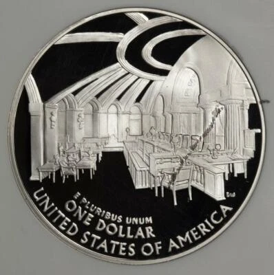 2005 NGC PR69 Large Reverse Struck Thru Marshall Proof Silver Dollar Mint Error - Image 1 of 4