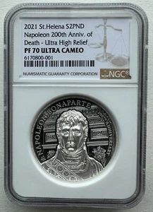 NGC PF70 Great Britain UK St.Helena 2021 Napoleon 200th Anniv Silver Coin 2oz - Picture 1 of 5