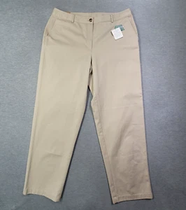 LL Bean Pants Womens 14 Medium Tall Beige Favorite Fit Mid Rise Straight NWT - Picture 1 of 12