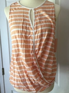 NEW Ella Moss Surplice Striped Sleeveless Linen Top S - Picture 1 of 3