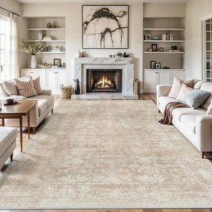 Area Rugs 9x12 Living Room Bedroom Rug: Machine Washable Rugs Low Pile Non Sl... - Picture 1 of 8