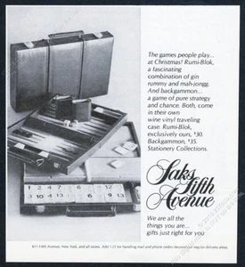 1978 Backgammon Rumi Blok Spiel Set Foto Saks Fifth Avenue Vintage Print Ad - Bild 1 von 1