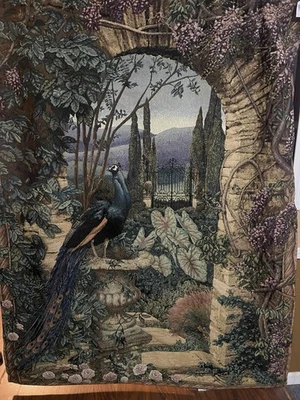 Secret Garden Peacock Bird Floral Arch Large Wall Tapestry Wallhanging Huge - Image 1 of 4