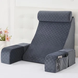 Large Reading Pillow with Adjustable Arms & Headrest – Wide Backrest Cushion ... - Picture 1 of 7