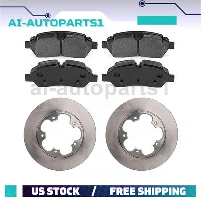 Rotores de freio traseiros + kit de pastilhas de freio para Ford Transit-150 2015 2016 2017 2018 2019 - Imagem 1 de 4