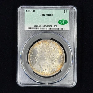 1883-O 1 $ MS63 CACG Toned Morgan Silver Dollar - CAC Grading - Peripheral Toning - Bild 1 von 2
