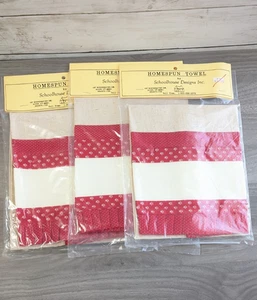 Homespun Kreuzstich Handtuch 14 Kt Aida Weihnachten rote Borte Natur Beige Menge 3 - Bild 1 von 5