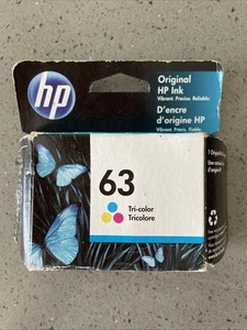 Cartucho de tinta tricolor HP 63 HP Office Jet 3830 5260 Desk Jet 3636 caducado 2022 - Imagen 1 de 6