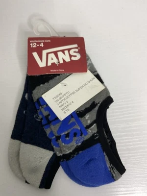Paquete de 2 calcetines Vans off the wall Apocolypse azul/grises juveniles súper no show talla 12-4 Foto 1 de 4