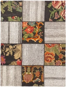 Vintage Hand Woven Carpet 3'7" x 4'11" Traditional Wool Kilim Rug - Picture 1 of 4