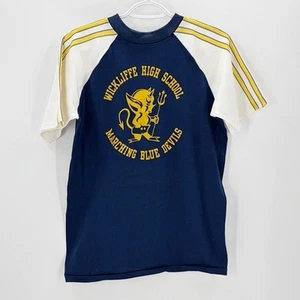 Vintage Velva Sheen t-shirt 70s Wickliffe High School Marching Blue Devils - Picture 1 of 8