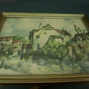 John C Horn Watercolor Print New England Canal Bridge Framed Print 40-50's - Picture 1 of 8