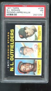 1971 Topps #728 N.L. Rookie Stars Outfielders Bernie Williams Redmond PSA 7