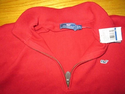 Nuevo con etiquetas Suéter Vineyard Vines Cuarto Cremallera Carmín Estilo 3E001049 NIÑOS XL Se Ajusta a Hombres S Foto 1 de 4