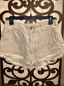 EUC Free People Women's Cutoff Shorts Beige Tan Frayed Hem Size 8 - Picture 1 of 5