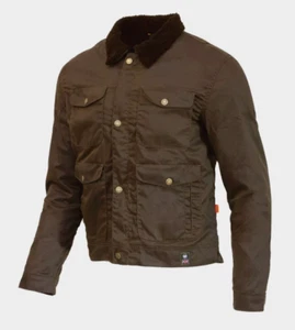 Merlin Millington D3O Borg Olive Waxed Cotton Motorcycle Jacket New - Picture 1 of 5