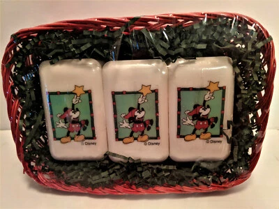 MICKEY MOUSE Christmas Soap Set 3 Bars Disney Reach for the Star Red Basket  - Image 1 of 4