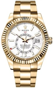 Rolex Sky-Dweller 18k Yellow Gold Self-Winding Automatic White Dial Mens Watch - Picture 1 of 5