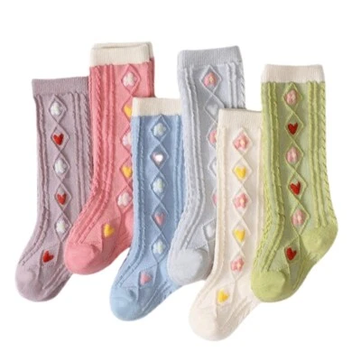 SHQANG 3 Pairs Flower Baby Socks Newborn Girl Knee High Socks Infant Toddler Long Socks