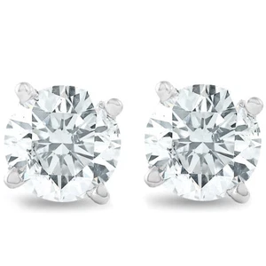 1 1/4ct 14K White Round Cut Studs Earrings Screw Back - Zdjęcie 1 z 6
