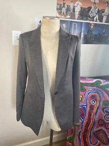 BCBG Paris Blazer  Womens Size 4 Brown Single Button Herringbone Peak Lapel - Picture 1 of 5