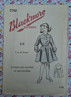50s Blackmore Paper Sewing Pattern Vintage Girls Dress 7 - 8  yrs - Image 1 of 2