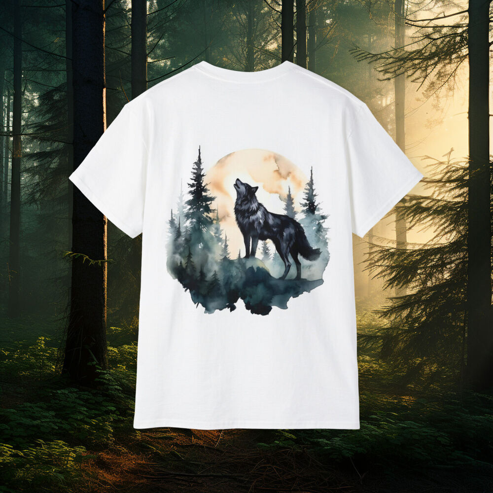 Unisex Ultra Cotton Tee - Howling Moonlit Wolf