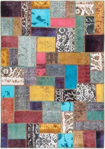 Patchwork Alfombra Persa Hecha a Mano 240x168 cm-Orient, Carpet, Manta, Vendimia - Picture 1 of 8