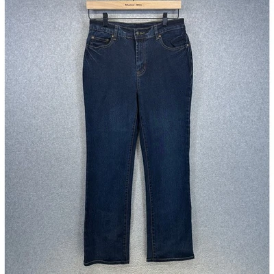 Pantalones de mezclilla para mujer DG2 By Diane Gilman talla 4 mezcla Ramie elásticos rectos 5 bolsillos Foto 1 de 4