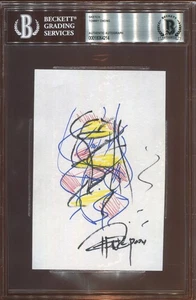 Tommy Chong Hand Drawn Sketch Color 4x6 Index Card Beckett Autograph BAS *14 - Picture 1 of 3