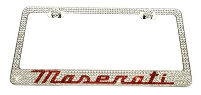 Soporte de marco de matrícula cristalizado rojo sobre cristales transparentes Maserati con tapas Foto 1 de 3